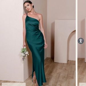 Revelry Jade Satin Dress - Classic Emerald - Bridesmaid - Size 8
